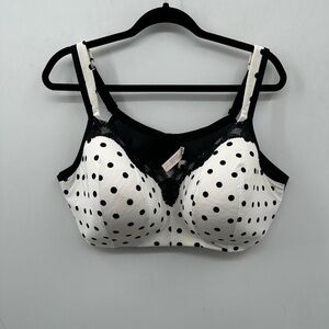 CAIQUE white, black polka dot woman's bra. 48D